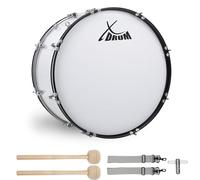 XDrum MBD-224 Cassa Da Marcia, Tamburo Da Calcio 24" x 12" (10,5 kg, 4 occhielli, viti di tensione, incl. coppia di bacchette, tracolle, chiave di accordatura) bianco