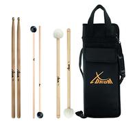 XDrum Orchestra Starter Set, Bacchette, Spessore: 5A, Lunghezza: ca. 405 mm | Diametro: ca. 16 mm, Punta: legno, a goccia, Materiale: acero, Superficie antiscivolo, Consegna a coppie, Diametro testa: 2