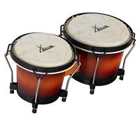 XDrum PERC Bongos Club Bordeaux - 2 Tamburi da 6" e 7" - Bonghi con pelli naturali accordabili e chiave di accordatura - Tamburi in legno Vintage Sunburst