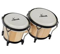 XDrum PERC Bongos Club Rosso Vino - 2 Tamburi da 6" e 7" - Bongos con pelli naturali accordabili e chiave di accordatura - Tamburi in legno naturali