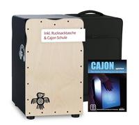 XDrum PERC CP-501 Pro Cajon Peruana Ash Set (Set incl. Cajon con 2 superfici di battuta & 2 diversi effetti snare, borsa zaino abbinata per trasporto e conservazione sicuri e scuola di cajon)