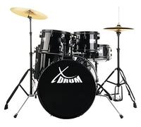 XDrum Rookie 20" Studio Batteria Completa Black - Ideale per Principianti - Hardware Elegante in nero - Incl. Bacchette, Istruzioni di Montaggio e Scuola di Batteria - Nero