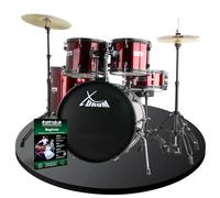 XDrum Rookie 22" Fusion Batteria Completa Ruby Red - Ideale per Principianti - Hardware Elegante in Nero - Incl. Bacchette, Istruzioni di Montaggio e Scuola di Batteria - Rosso
