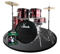 XDrum Rookie 22" Standard Set Batteria Completa Ruby Red - Ideale per Principianti - Hardware Elegante in nero - Incl. Bacchette 5B, Istruzioni di Montaggio e Scuola di Batteria - Rosso