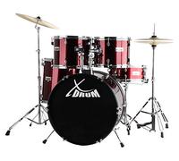 XDrum Semi 22" Standard Batteria Lipstick Red - 22" BD, 12" TT, 13" TT, 16" FT, 14" SD - incl. Scuola - Rosso