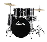 Kit Batteria Acustica Drum Set 22'' con Piatti Sgabello Stativo Bacchette Nero