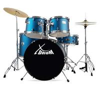 XDrum Semi 22" Standard Batteria Satin Blue Sparkle - 22" BD, 12" TT, 13" TT, 16" FT, 14" SD - incl. Scuola - Blu