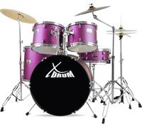 XDrum Semi 22" Standard Batteria Satin Purple Sparkle - 22" BD, 12" TT, 13" TT, 16" FT, 14" SD - Set incl. Piatti Crash 16" e Supporto a Braccio - Viola