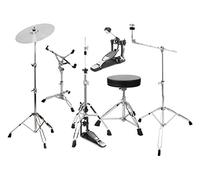 XDrum-SSP5S Hardware Pack (6 pezzi, supporto piatti a braccio, supporto piatti dritto, supporto rullante, pedale singolo, macchina HiHat e sgabello batteria)