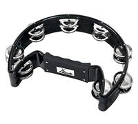 XDrum Tamburello A Mano Forma Mezzaluna (Tambourine, 16 Coppie di Jingle in Acciaio Cromato, Plastica) nero