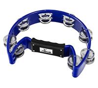 XDrum Tamburello A Mano Forma Mezzaluna (Tambourine, 16 Coppie Di Jingle In Acciaio Cromato, Plastica) Blu