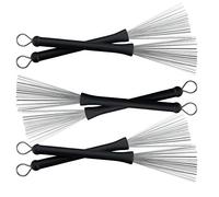 XDrum XJB2 Wire Drumstick Brushes SET 3 Paia (spazzole per batteria, spazzole metalliche, fili retrattili, lunghezza: 33 cm, impugnatura gommata)