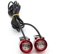 XDSGFGTJC 2 x DC 12V Rosso DRL Specchietto retrovisore moto Eagle Eye 3 LED Flash Luce stroboscopica Luci di segnalazione di sicurezza in alluminio impermeabile accessories