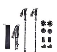 XDSP Bastoni da trekking per escursioni, alpinismo, ultraleggeri, pieghevoli e anti-shock con manico in schiuma Eva (nero*2)