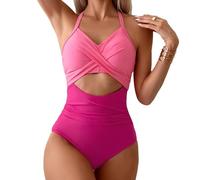 XDSP Costume da Bagno Intero Donna Sexy Scollo a V Costumi da Bagno Sling Regolabili Bikini Push Up Imbottito Reggiseno Curvy Vita Alta Costumi Un Pezzo Controllo Pancia Spiaggia Beachwear Swimwear