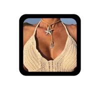 Xduargs Collana con ciondolo a forma di stella marina esagerata punk vintage a Y Lariat, collana girocollo in corda gialla regolabile con stella marina in velluto collane gioielli per le donne
