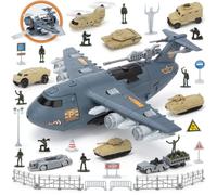 XDUOYJOY Giocattoli per aerei militari, giocattoli militari, combattenti jet con 8 veicoli, militari, aerei, elicotteri, kit di compleanno per ragazzi di età 4-7