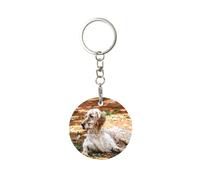 XDVPALNE Setter inglese Autunno Animali Cani Inglese, Portachiavi rotondo in metallo, Portachiavi in metallo Portachiavi Portachiavi Anello Portaoggetti Organizzatore 1 pz