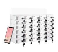 XDXINY Mobile Spind 12/24/36/48/60 slot per cellulare con maniglia, lucchetto, in alluminio a parete o per la gestione del desktop, adatto per scuola, uffici (trasparente B, 30 fessure)