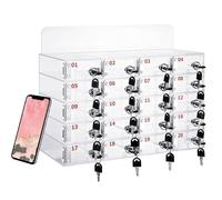 XDXINY Mobile Spind 12/24/36/48/60 slot per cellulare con maniglia, lucchetto, in alluminio a parete o per la gestione del desktop, adatto per scuola, uffici (trasparente B, 20 fessure)