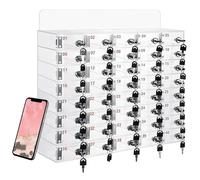 XDXINY Mobile Spind 12/24/36/48/60 slot per cellulare con maniglia, lucchetto, in alluminio a parete o per la gestione del desktop, adatto per scuola, uffici (trasparente, B, 40 fessure)