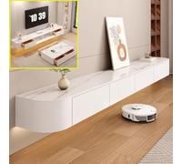 XDXINY Supporto TV Sospeso in Legno Massello per Soggiorno Casa - Tavolino Supporto TV 140, 160, 180, 200, 220, 240 cm, Diverse Dimensioni (Bianco Roccia, 260 x 20 x 24 cm)