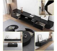 XDXINY Supporto TV sospeso in legno massello sospeso supporto TV per soggiorno casa tavolino sospeso supporto TV 140, 160, 180, 200, 220, 240 cm, diverse dimensioni (nero, 140 x 20 x 24 cm)