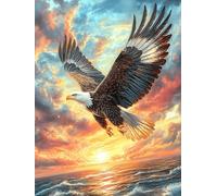 XEagle Flying Over The Ocean at Sunset Puzzle 300 Pezzi Rompicapo Creativo Artistico Scenery Science Fiction Stimolo Della Creatività Attività Per Il Tempo Libero Regalo Per Persone Creative 300 PCS
