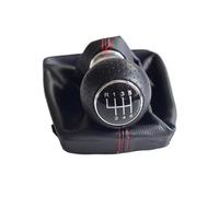 XEBRAD 12mm 5/6 Pomello del cambio di velocità Stick Boot Cover Case, for A4 B6 B7 2000-2008 Leva Pallamano Ghetta in pelle Car Styling Copertura cuffia cambio(BLACK 6 Speed-Red)