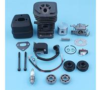 XEBRAD 38mm Cilindro Pistone Carburatore Bobina di Accensione Marmitta Scarico, for Husqvarna, 137 136 141 Motosega Interruttore Arresto Cuscinetto Manovella Guarnizione Kit interruttore per motosega