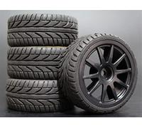 XEBRAD 4 Pezzi 1/10 Pneumatici for Auto da Strada 26 * 64MM Cerchione in Gomma ABS 910, for HSP, for Tamiya, for HPI, for Kyosho, 94122 94123 D3 D4 Tt02 Pneumatico per Auto RC(910B-8002)