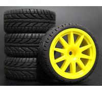 XEBRAD 4 Pezzi 1/10 Pneumatici for Auto da Strada 26 * 64MM Cerchione in Gomma ABS 910, for HSP, for Tamiya, for HPI, for Kyosho, 94122 94123 D3 D4 Tt02 Pneumatico per Auto RC(910Y-8002)
