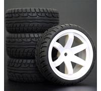 XEBRAD 4 Pezzi 1/10 Pneumatici for Auto da Strada 26 * 64MM Cerchione in Gomma ABS Pneumatico 702, for HSP, for Tamiya, for HPI, for Kyosho, 94122 94123 D3 D4 Tt02 Pneumatico per Auto RC(702-8003)