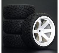 XEBRAD 4 Pezzi 1/10 Pneumatici for Auto da Strada 26 * 64MM Cerchione in Gomma ABS Pneumatico 702, for HSP, for Tamiya, for HPI, for Kyosho, 94122 94123 D3 D4 Tt02 Pneumatico per Auto RC(702-8001)