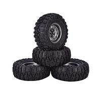 XEBRAD 4 Pezzi 2,2 Pollici Pneumatici in Gomma Grigio Titanio cerchione Beadlock in Metallo 1:10, for Axial, SCX10, for Traxxas, TRX-4 RC Rock Crawler RC Car Pneumatico per Auto RC