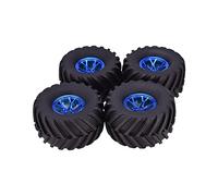 XEBRAD 4 Pezzi AX-3003 135mm Pneumatico in Gomma Ruota Cerchione ABS Mozzo 1/10 RC Bigfoot, for HSP, for HPI, for Monster, Ricambi for Modelli di Camion Pneumatico per Auto RC(Blue)