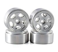 XEBRAD 4 Pezzi, for Hot Wheels, Cerchi Beadlock in Metallo da 1,0 Pollici, Pneumatici 1/24 RC Crawler RC Car, for Axial, SCX24 90081, for RGT, Pneumatico per Auto RC(2403SR Silver)