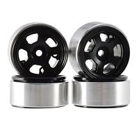 XEBRAD 4 Pezzi, for Hot Wheels, Cerchi Beadlock in Metallo da 1,0 Pollici, Pneumatici 1/24 RC Crawler RC Car, for Axial, SCX24 90081, for RGT, Pneumatico per Auto RC(2403BK Black)