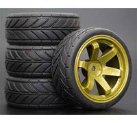 XEBRAD 4 Pezzi Pneumatici RC 1/10 e Ruote ABS Inserto in Schiuma da 26 mm for Auto da Strada, for HSP, for HPI, Parti di Ricambio 705 Pneumatico per Auto RC(705-6083)