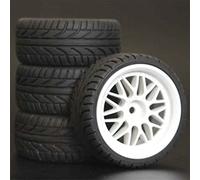 XEBRAD 4 Pezzi RC Pneumatici 1/10 ABS Cerchi 26mm Inserto in Schiuma On Road Car, for HSP, for HPI, Parti di Ricambio 1012 Pneumatico per Auto RC(1008W-8002)