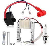 XEBRAD Bobina magnete ad alte prestazioni a 2 fili + bobina di accensione + candela compatibili con motori a 2 tempi da 49 cc, 50 cc, 60 cc, 66 cc e 80 cc, biciclette motorizzate, moto, quad, scooter