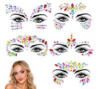 Xecamuvila pietre glitter adesive per viso e trucco festa, 5 fogli | Questi glitter autoadesivi per il viso sono l'accessorio da festival. Offrono un look brillante per le feste.