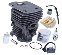 XEDLAMP Kit pistone filtro aria bobina accensione cilindro 44mm for motosega, for Husqvarna, 445 450 450e Parti di ricambio con filtro carburante, candela, tubo carburante, sostituzione OEM, for 54411