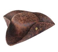 Xeehwb Cappello da Pirata Marrone in Finta Pelle, Cappello da Pirata tricorno, Cappello da Pirata in Pelle per Uomini e Donne, Accessori per Costumi di Halloween, Cosplay