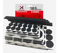 XEEINC Set di 165 Feltrini Adesivi per Sedie e Mobili, Rotondi e Quadrati, 3mm di Spessore, 8 Taglie, Antiscivolo, per Mobili Pesanti - Nero