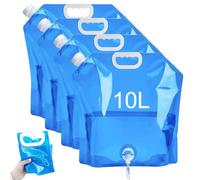 XEERUN 10L Tanica per Acqua Pieghevole, 4 Pezzi Taniche per Acqua Pieghevoli, Tanica Acqua con Rubinetto, Senza BPA per Campeggio, Escursionismo e Picnic all'Aperto