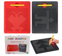 XEERUN 2 tavole da disegno magnetiche, con sfera in acciaio, con 2 penne, per rilassarsi scarabocchi (21,5 x 17,5 cm, rosso + nero)
