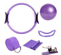 XEERUN Set di Anelli per Pilates, Cerchio Pilates Ring, Set di Anelli da Pilates con Pallina da Pilates e Fasce per Fitness per Pilates e Fasce Fitness per casa, Yoga, Forza e flessibilità