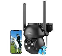 Xega 4G LTE Telecamera Esterno con Filo, Registrazione Continua 24/7, 2K PTZ Suivi Auto, Audio Bidirezionale Rilevamento Umano Visione Notturna a Colori, IP66 Scheda eSIM Inclusa (NO WIFI)