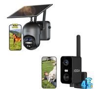 Xega 4G Portatile Telecamera con SIM da Esterno/Interno,10000mAh Batteria Videocamera Senza WiFi,180°Pan,PIR Rilevamento Umano,Visione Notturna a Colori,Audio Bidirezionale,RV/Campeggio/Viaggio